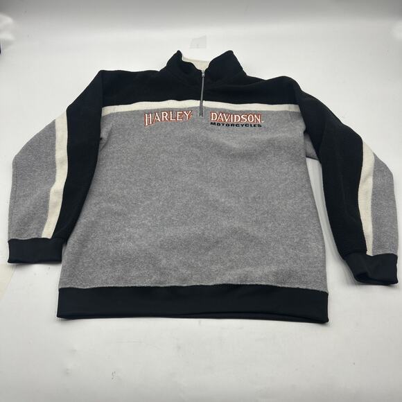 Harley Davidson Sweater BOYS L Gray 1/4 Zip Mock Neck Sweatshirt Motorcycles - Picture 3 of 9
